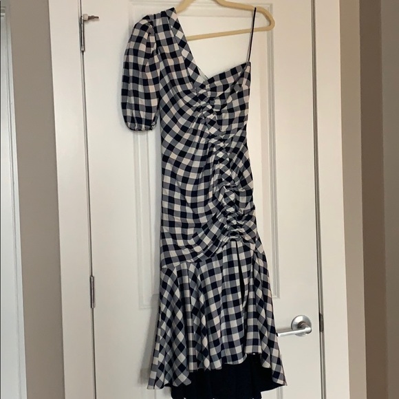 Jonathan Simkhai One Shoulder Gingham Dress - Picture 6 of 6